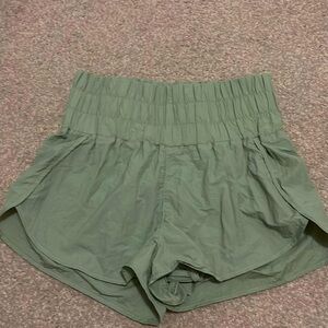 green high waisted athletic shorts